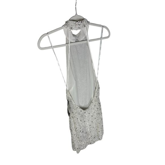 Retrofete Olivia Beaded Sequin Mini Dress Halter Party Bridal Evening Formal S - Picture 8 of 11